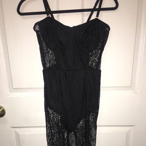 Black sheer lace dress
